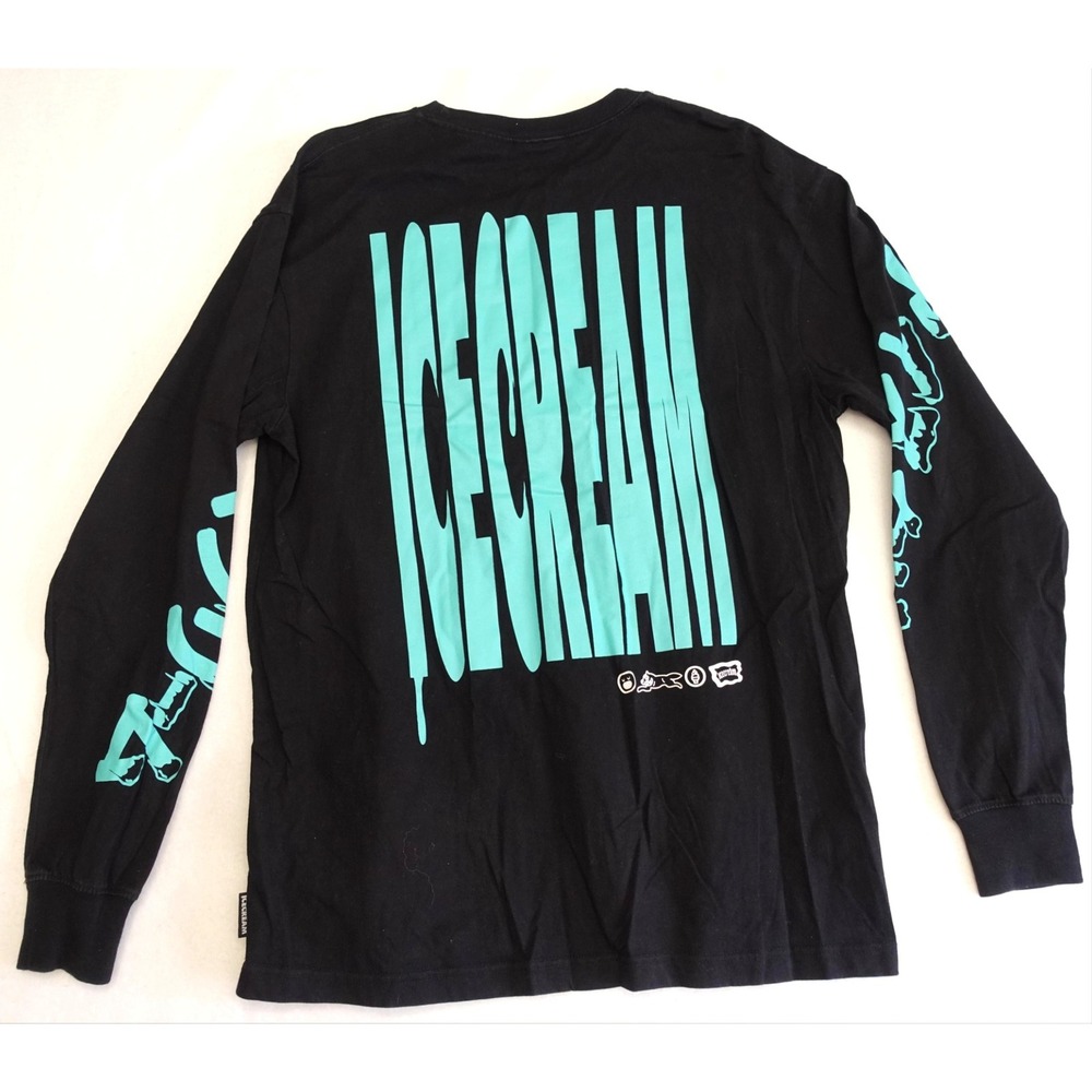 Icecream Shirt Mens XL Black Long Sleeve Ice Cream Girl Graphic Logo Streetwear - Picture 5 of 5